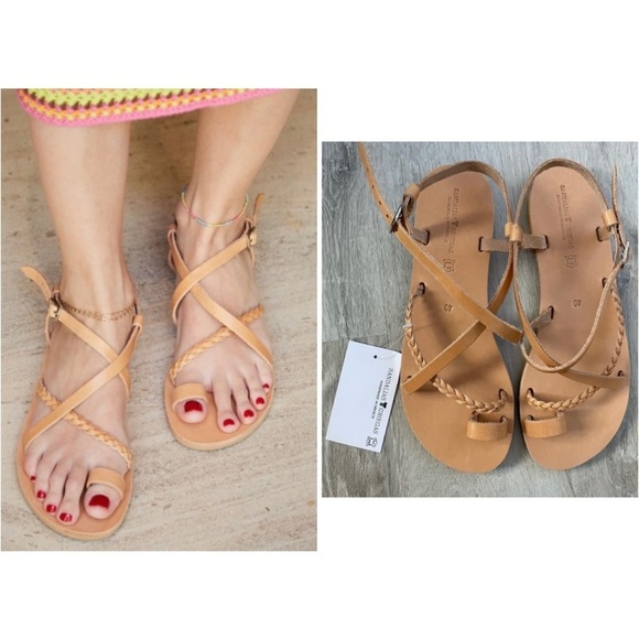 Nude/tan Handmade Greek Sandals 100% leather Sandalias Griegas - Picture 1 of 5